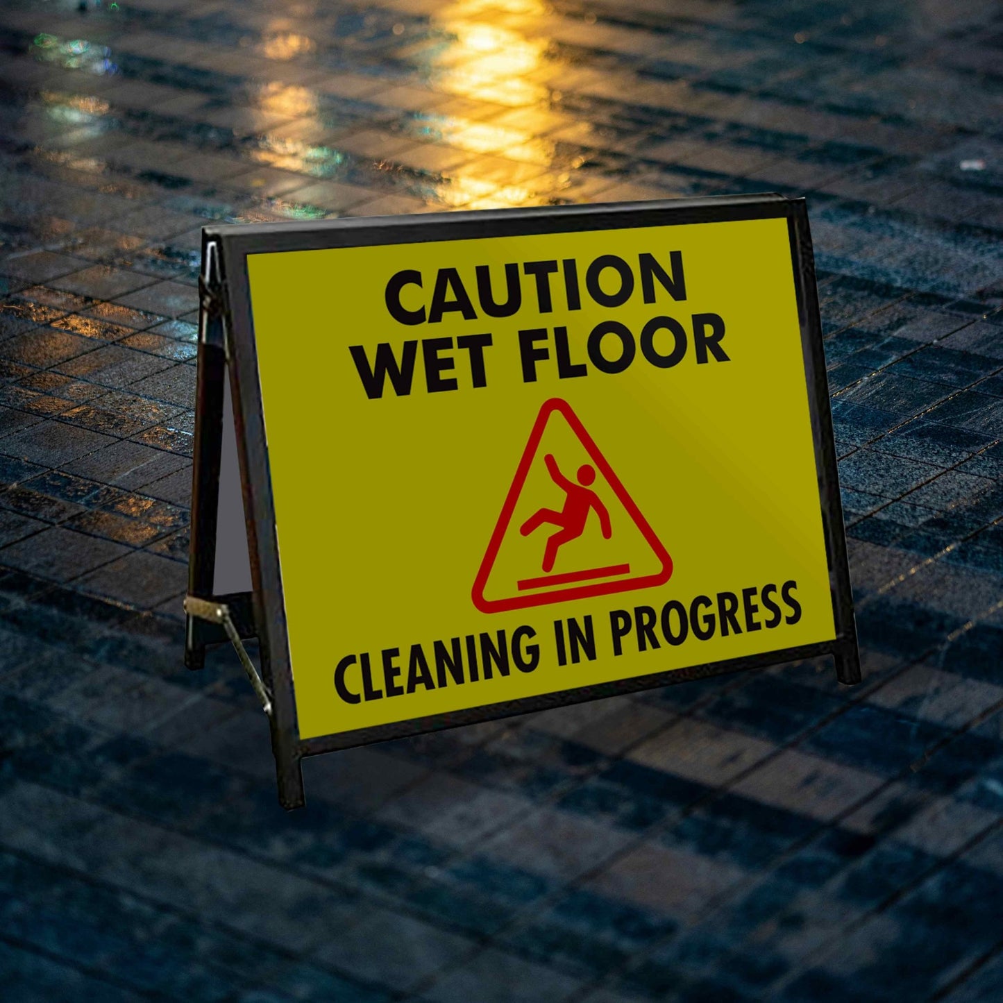 A-Frame Landscape Black - Caution Wet Floor Corflute Inserts - New Signs
