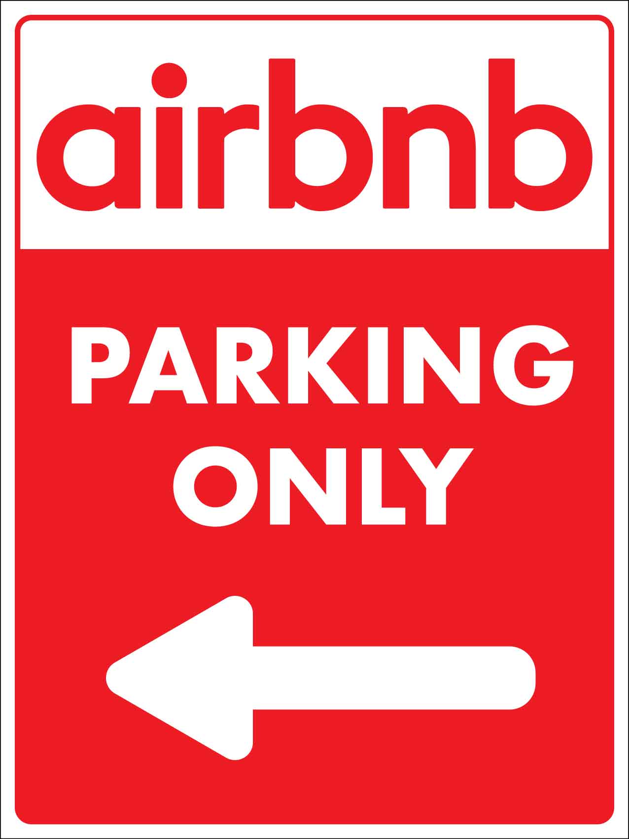 Airbnb Parking (Left Arrow) Sign - New Signs