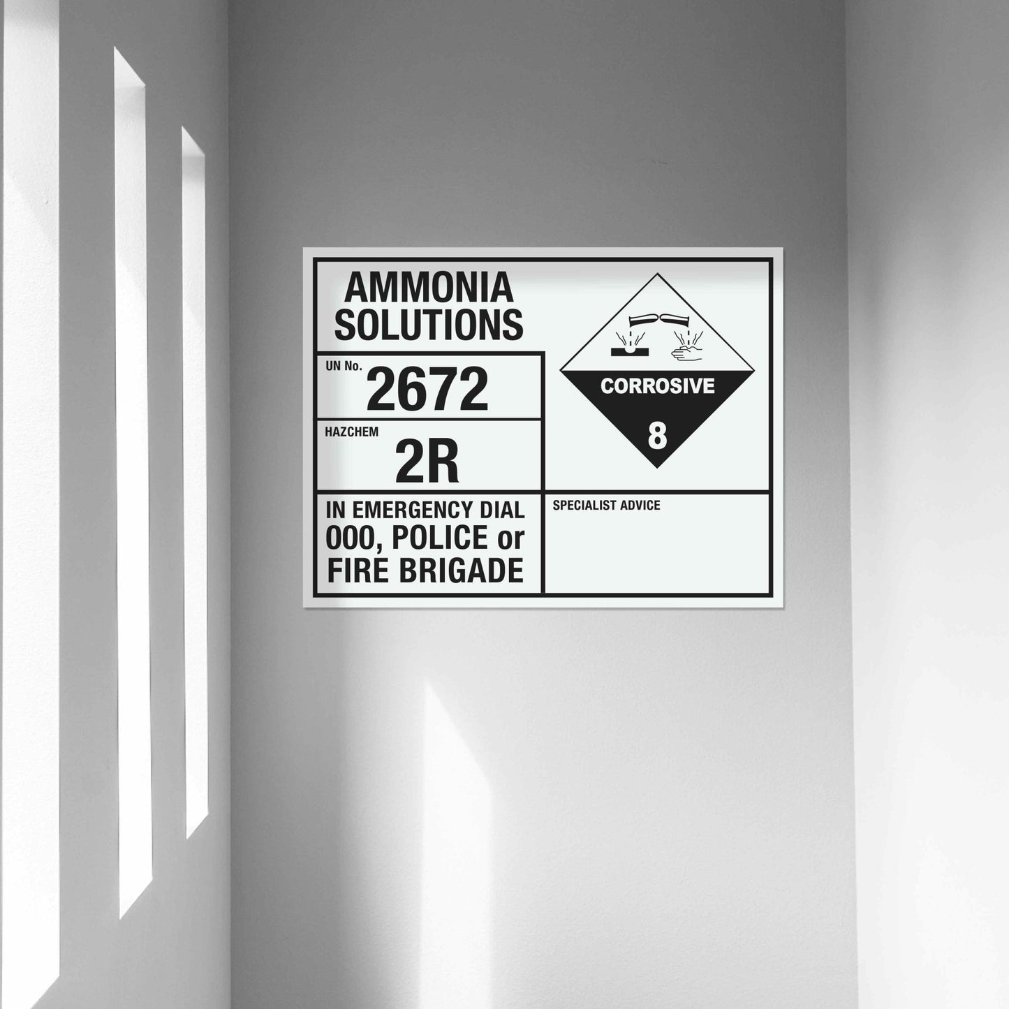 Ammonia Solutions 2672 2R Emergency Information Sign - New Signs