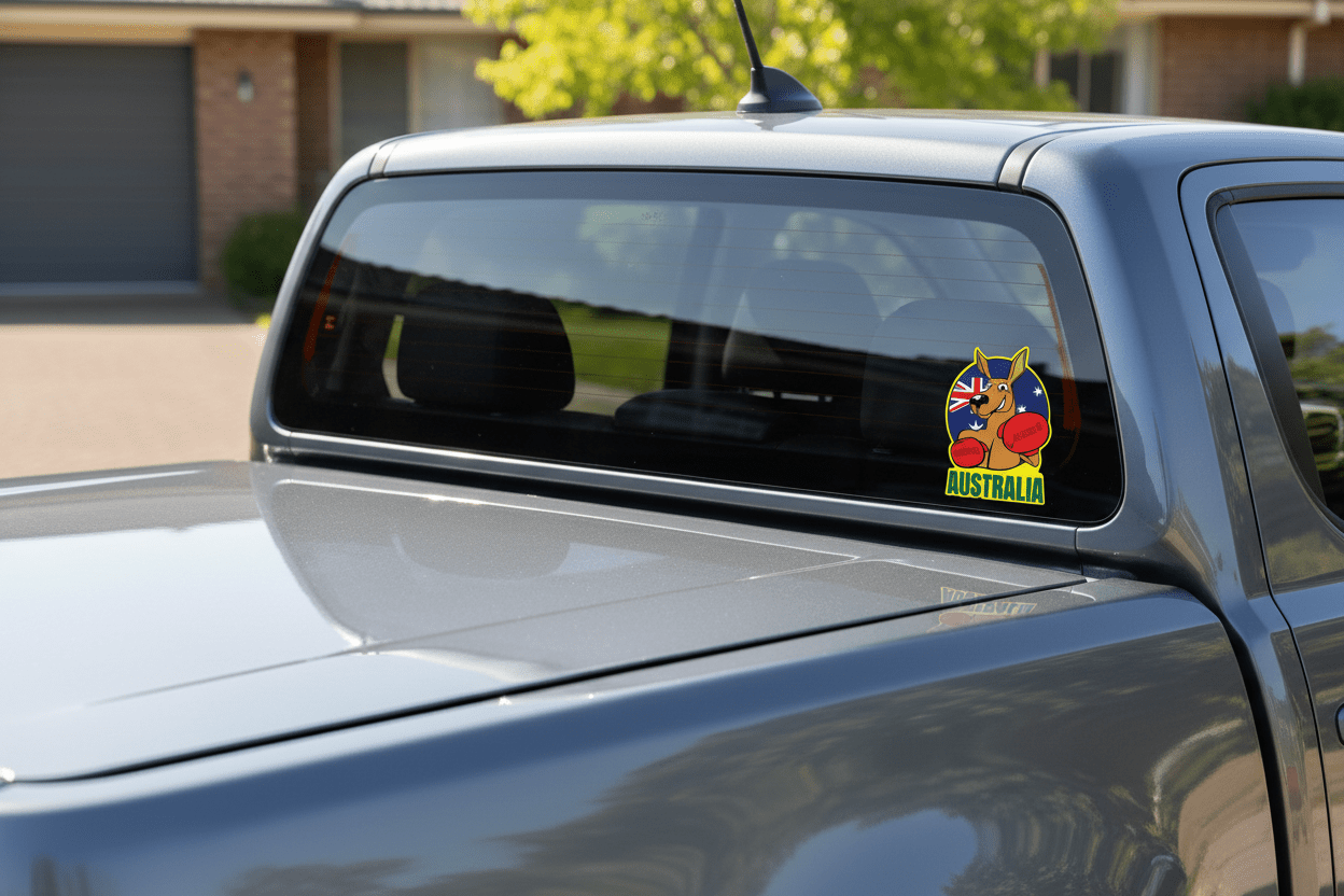 Boxing Kangaroo Flag - Australian Stickers - New Signs