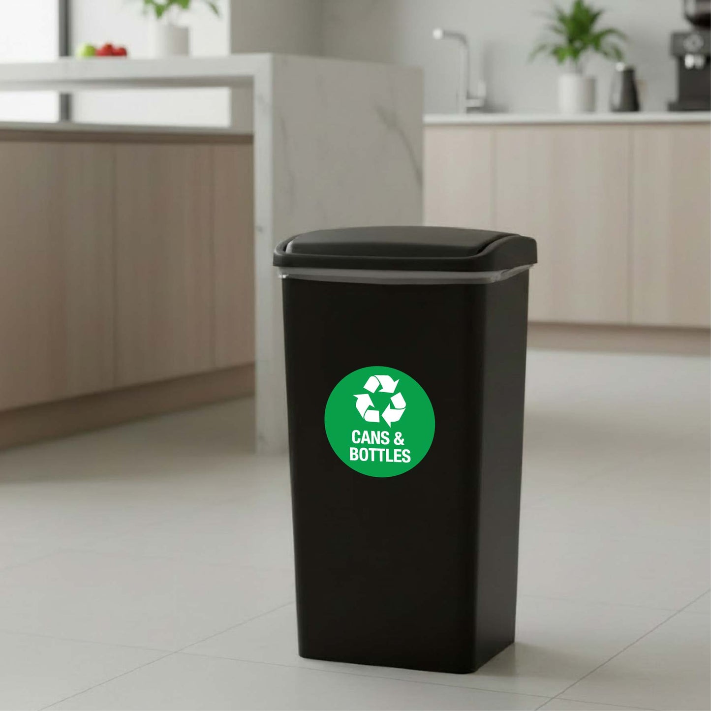 Cans and Bottles Circle Bin Sticker - New Signs