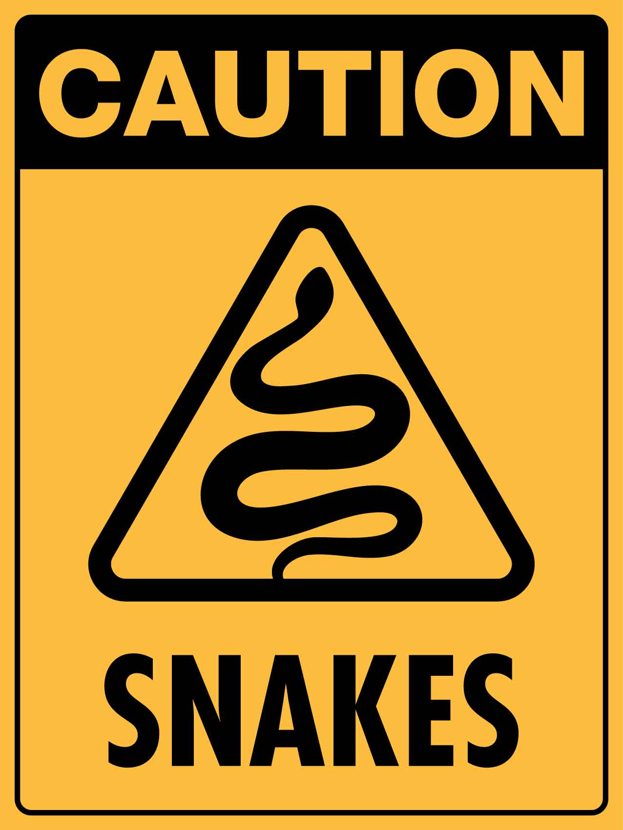 Caution Snakes Sign - New Signs