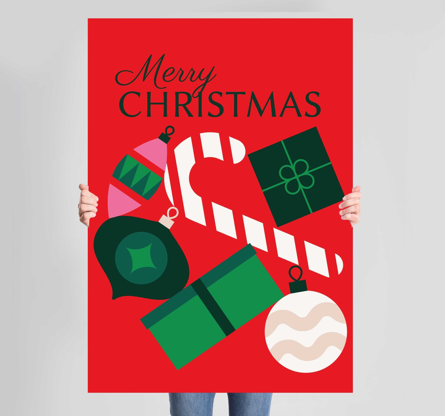 Christmas Merry Christmas Red Poster Wall Art Prints - New Signs