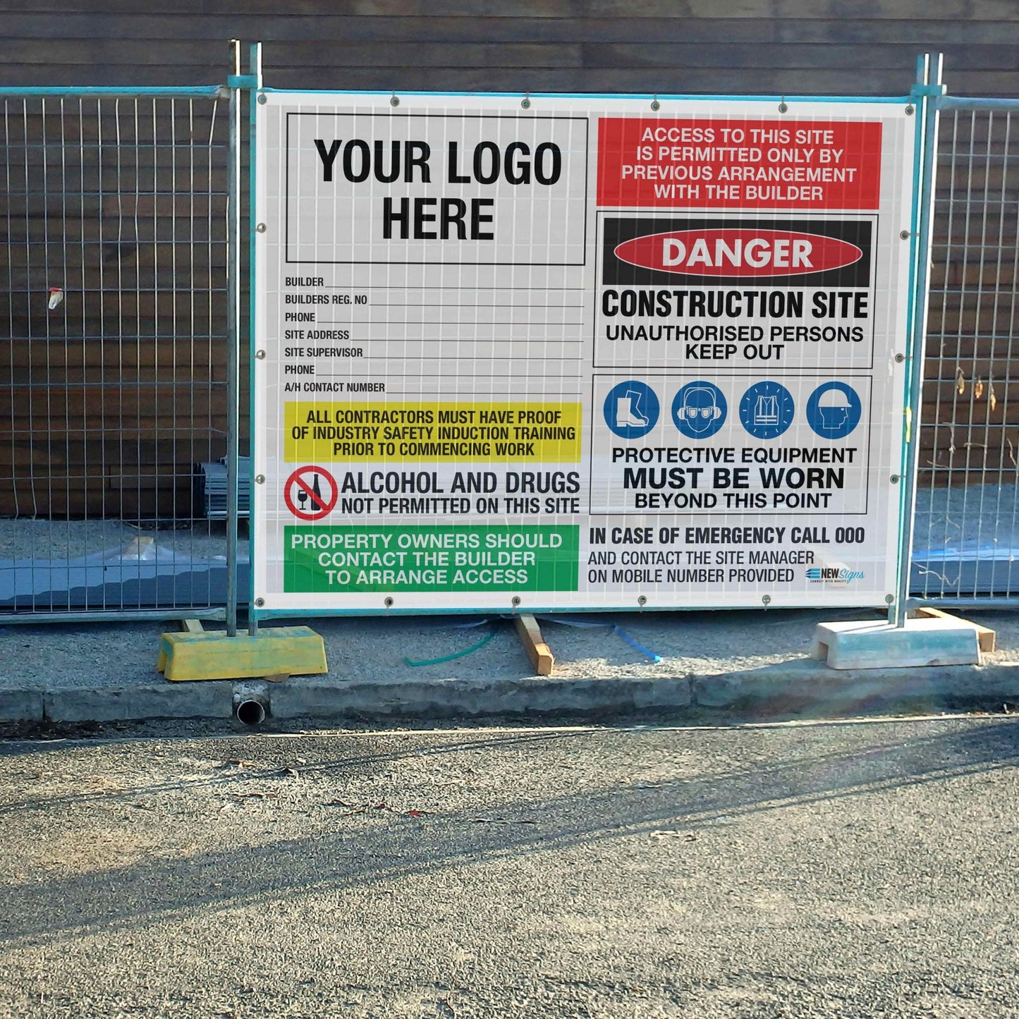 Construction Site Entry Building - Mesh Banner - New Signs