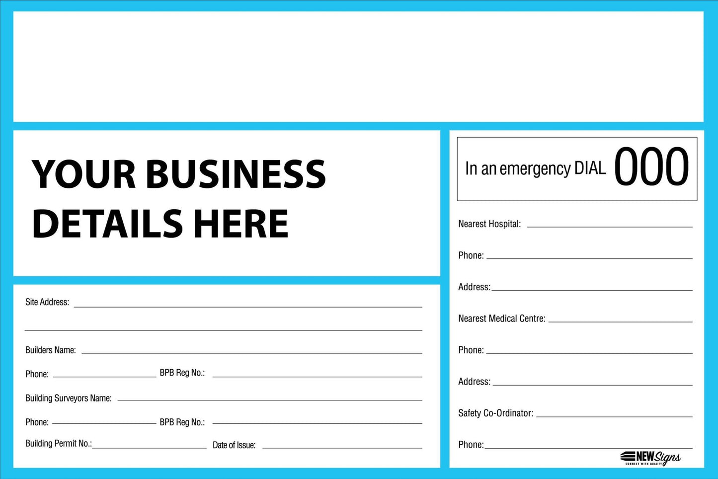Construction Site Entry Custom Building Colour Site Sign - New Signs