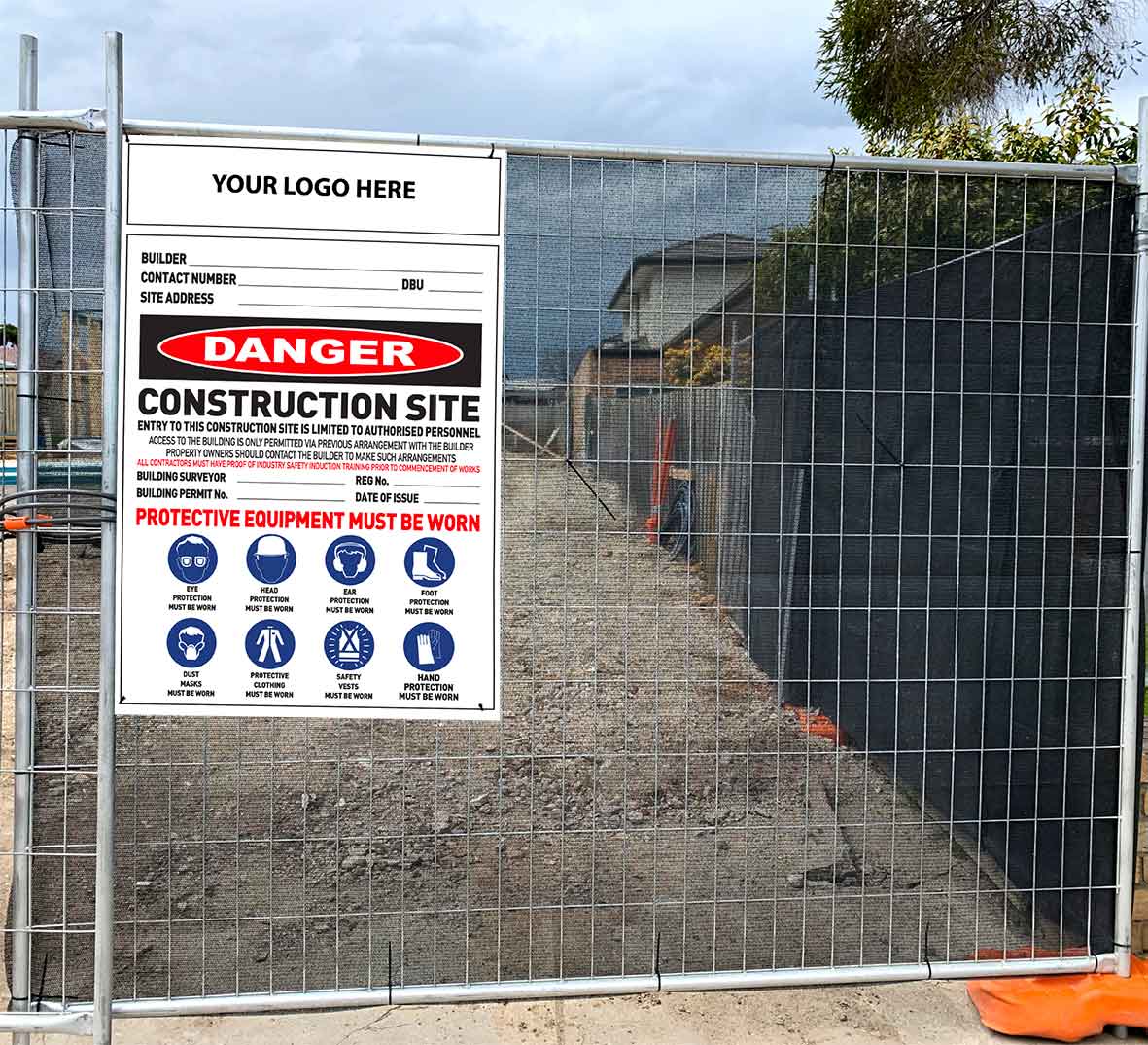 Construction Site Entry Danger Combination Sign - New Signs