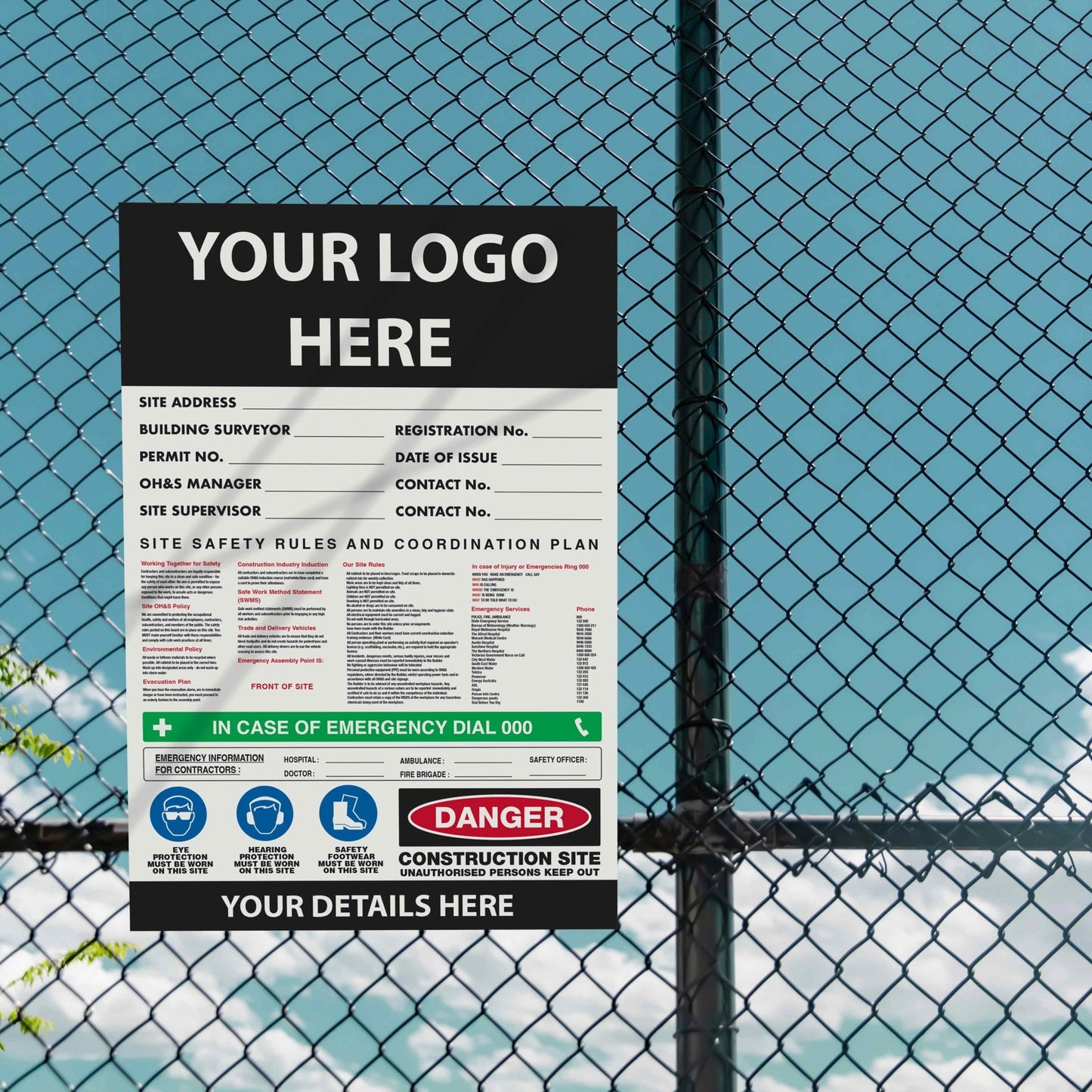 Construction Site Entry Safety Rules And Co - Ordination Plan Sign - New Signs
