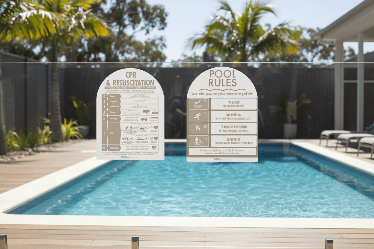 CPR Sign & Pool Rules Sign Pack Arch Fawn - New Signs