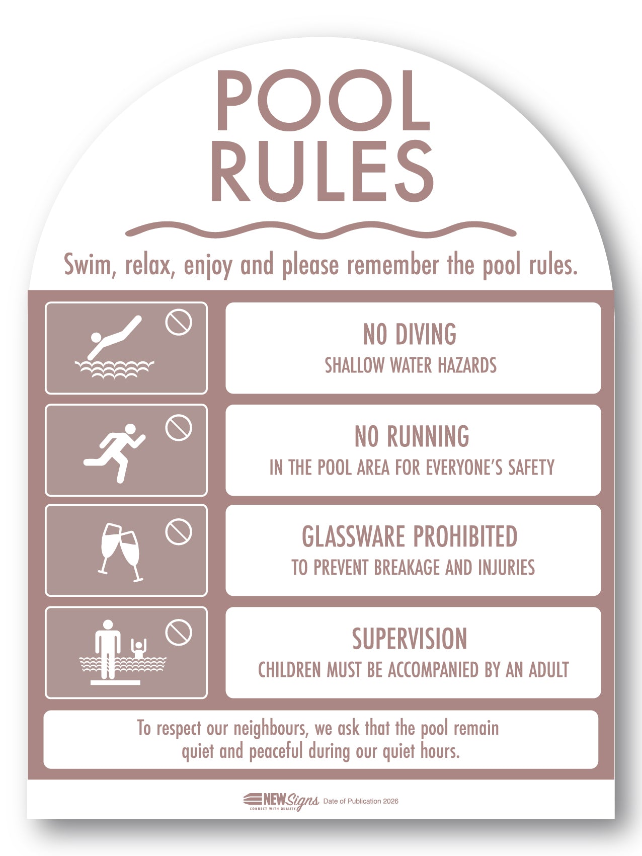 CPR Sign & Pool Rules Sign Pack Arch Fawn - New Signs