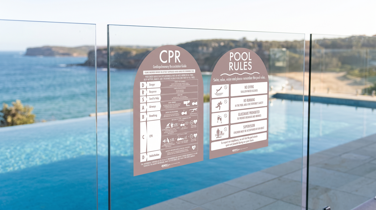 CPR Sign & Pool Rules Sign Pack Arch Fawn Background - New Signs