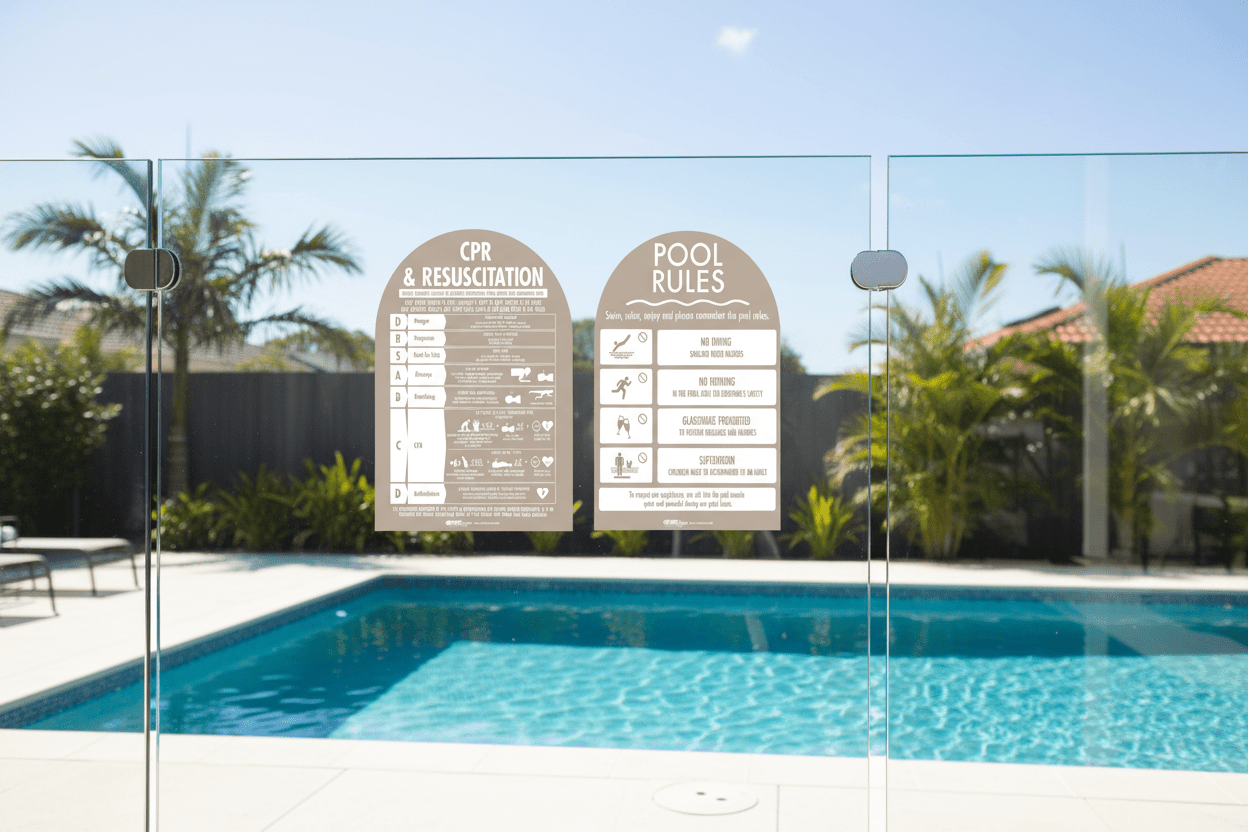 CPR Sign & Pool Rules Sign Pack Arch Fawn Background - New Signs