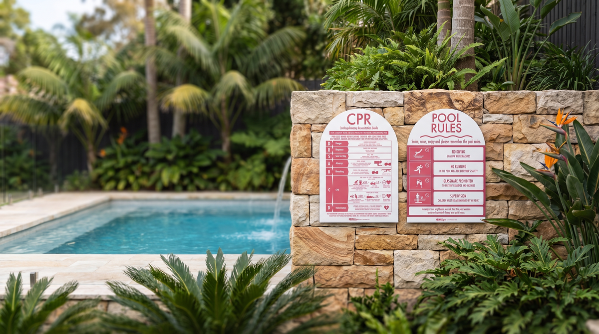 CPR Sign & Pool Rules Sign Pack Arch Rose - New Signs