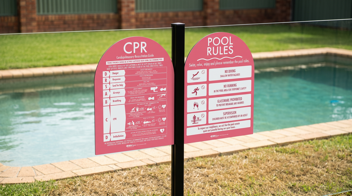 CPR Sign & Pool Rules Sign Pack Arch Rose Background - New Signs