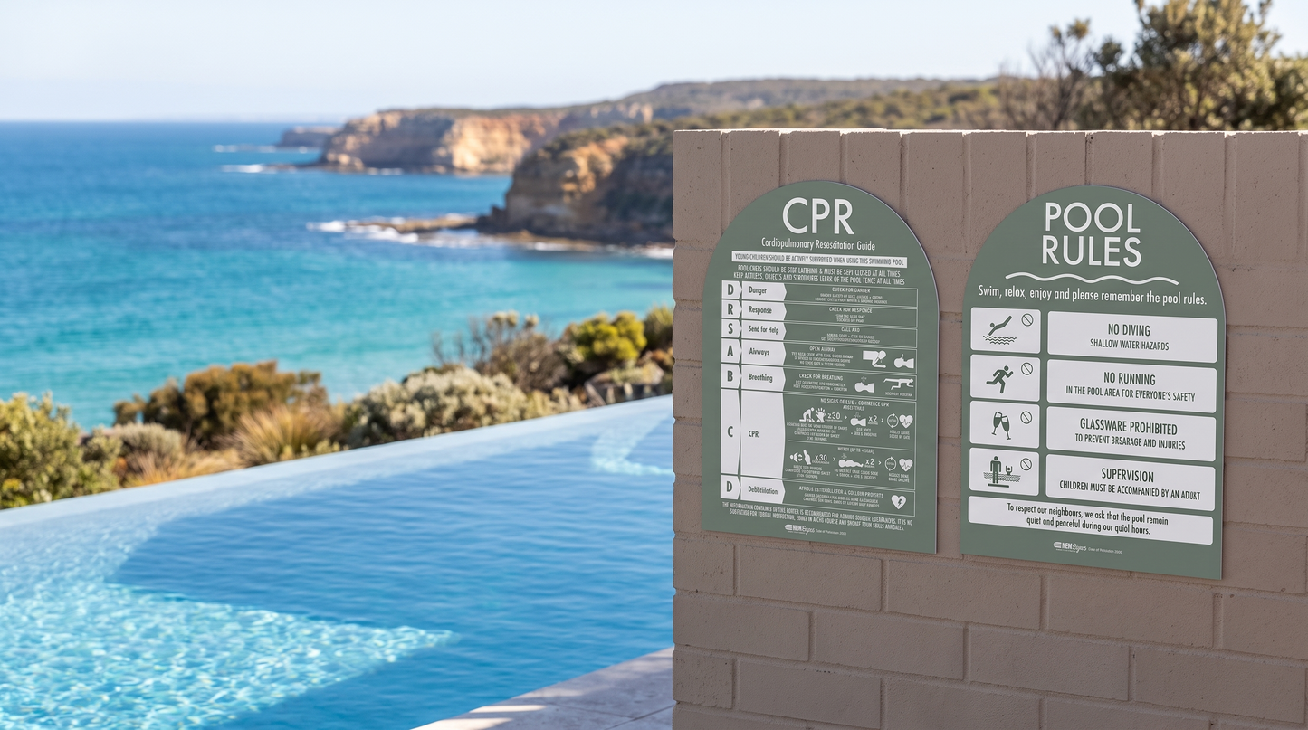 CPR Sign & Pool Rules Sign Pack Arch Sage Background - New Signs