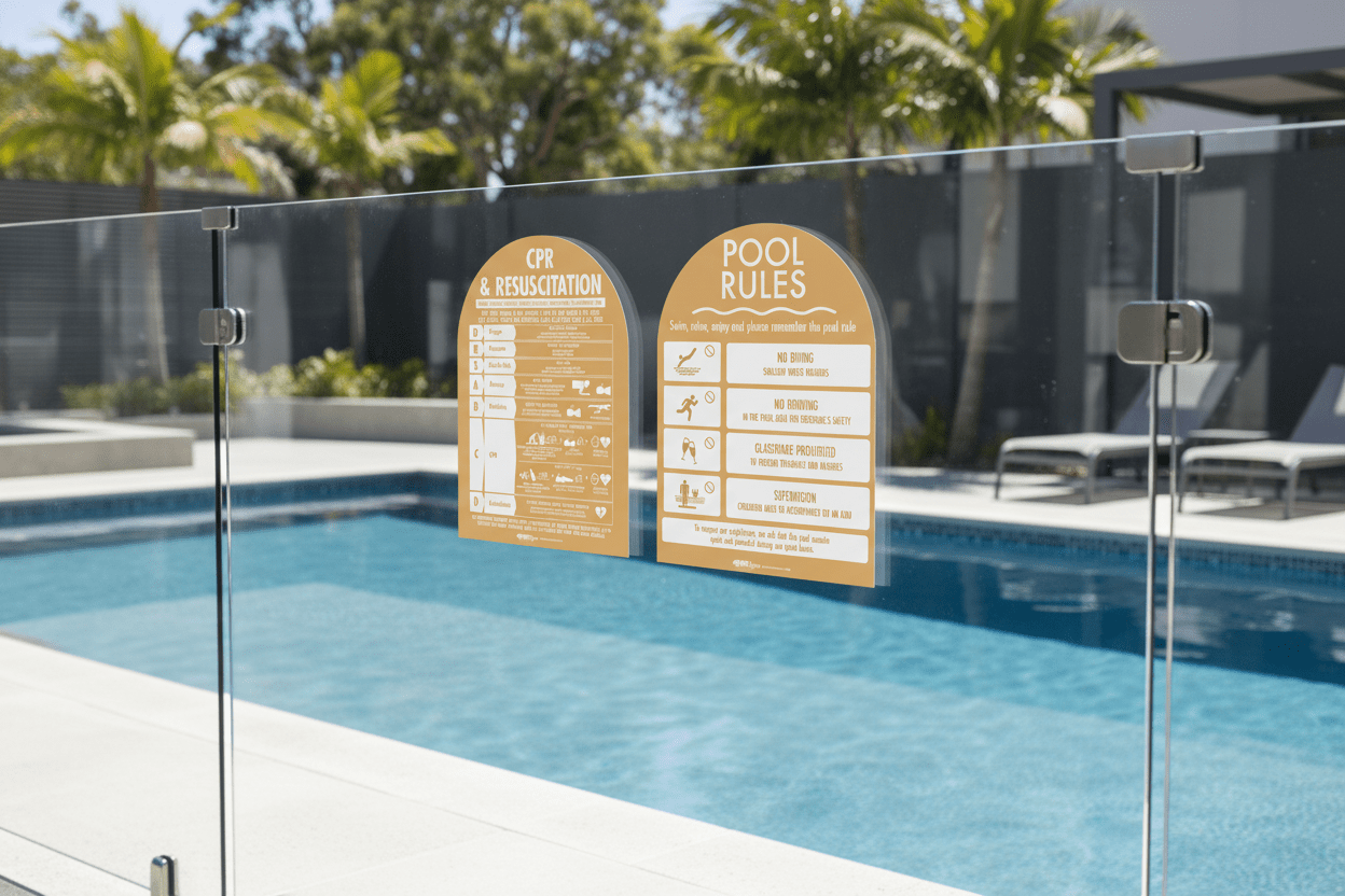 CPR Sign & Pool Rules Sign Pack Arch Sand Background - New Signs