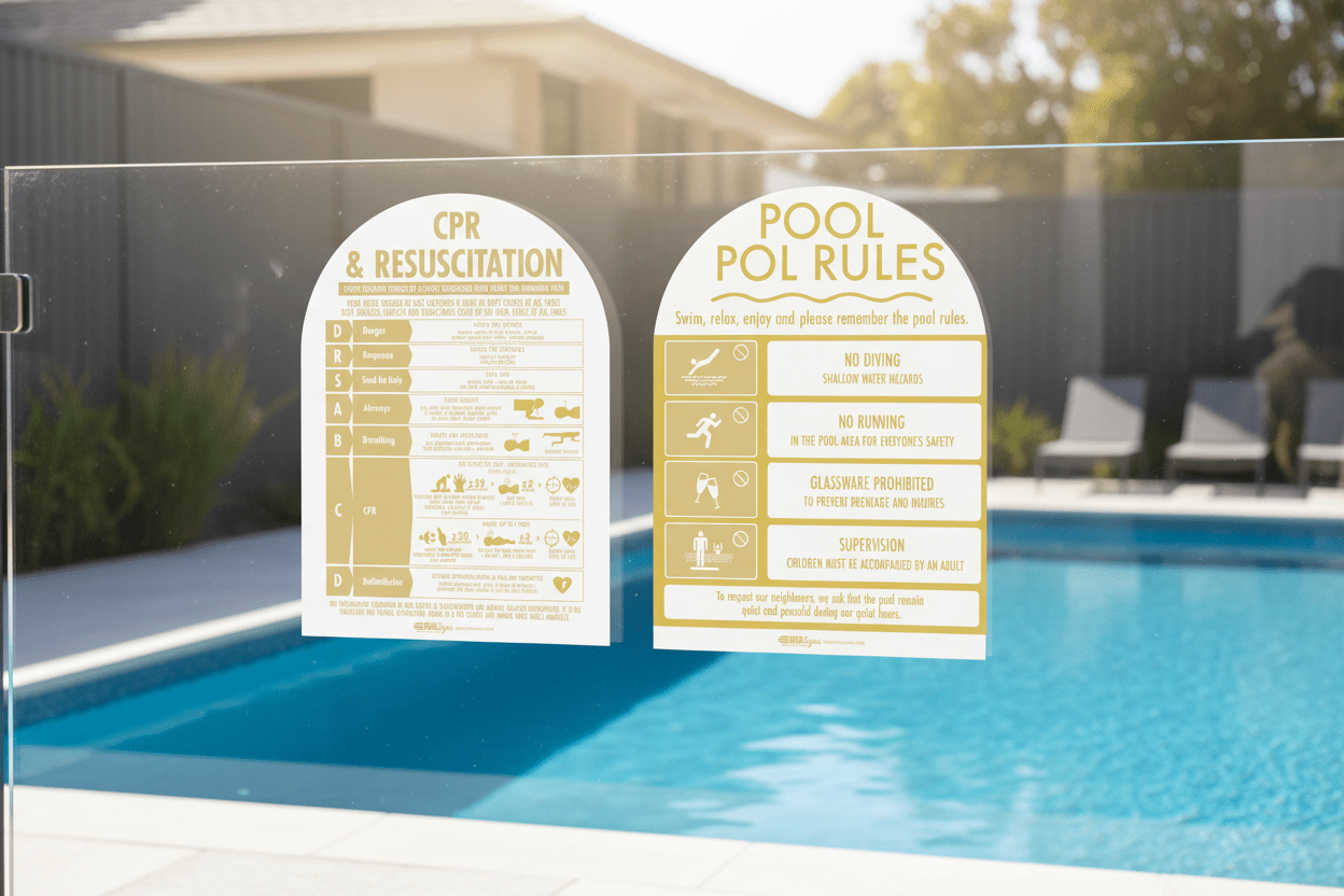 CPR Sign & Pool Rules Sign Pack Arch Sunshine - New Signs