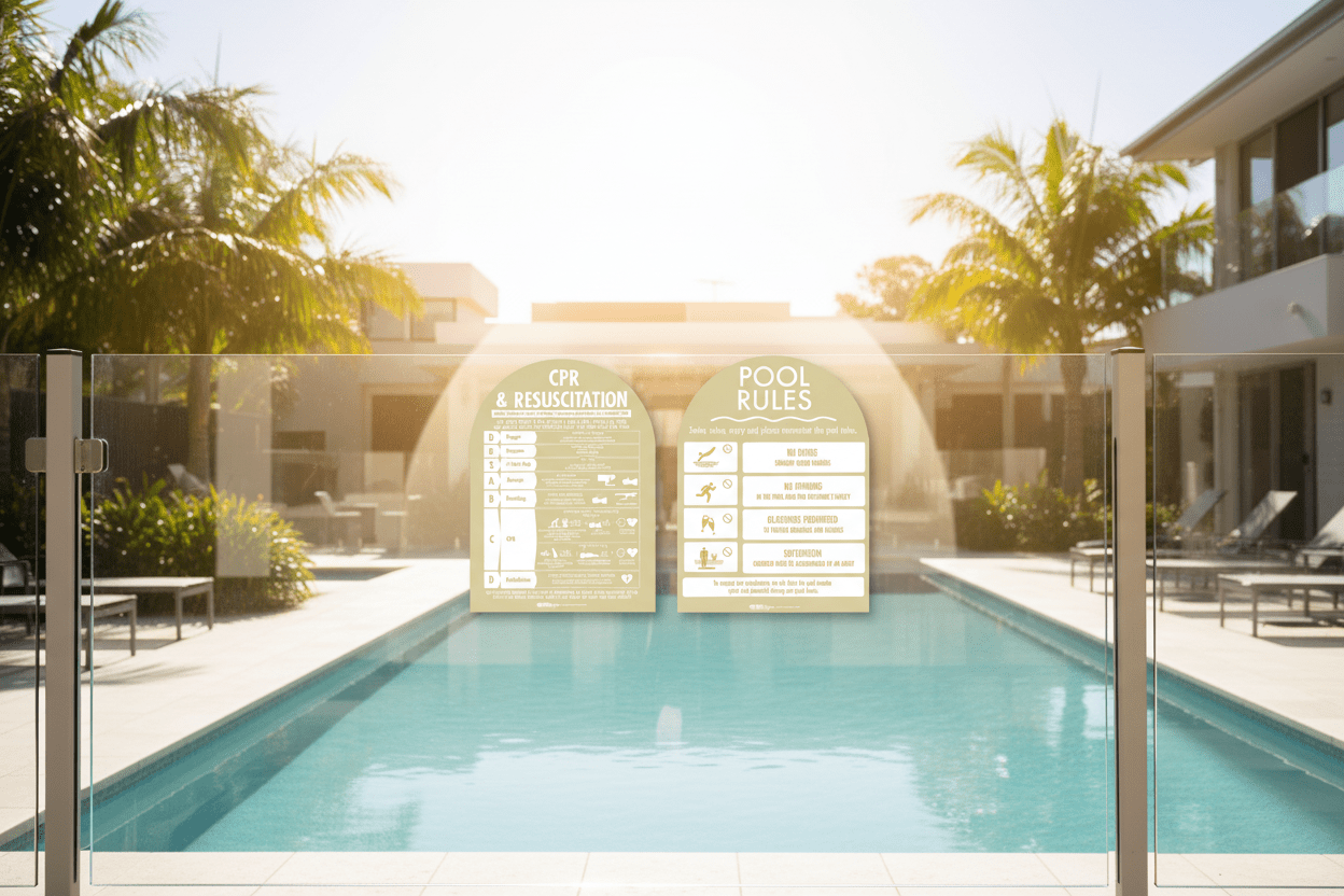 CPR Sign & Pool Rules Sign Pack Arch Sunshine Background - New Signs