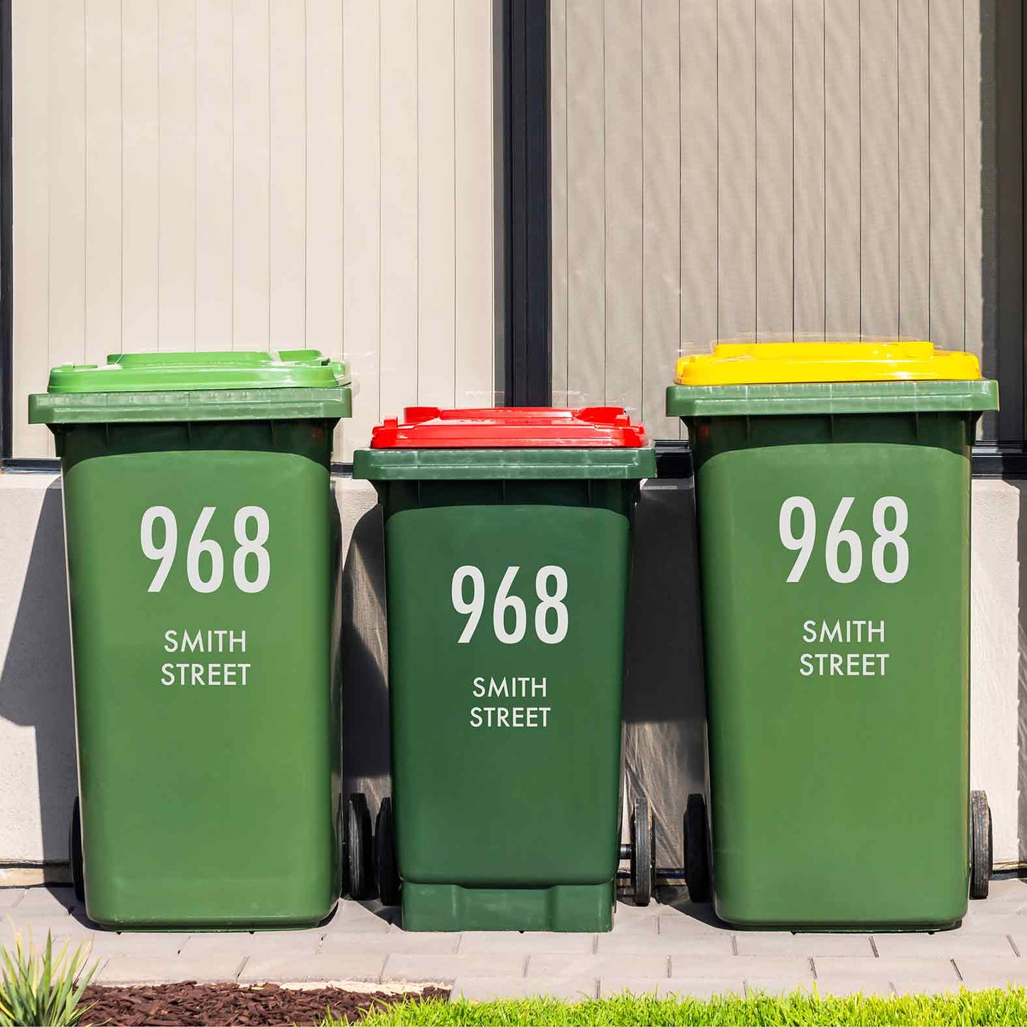 Custom Wheelie Bin Street Name & Number Sticker - New Signs