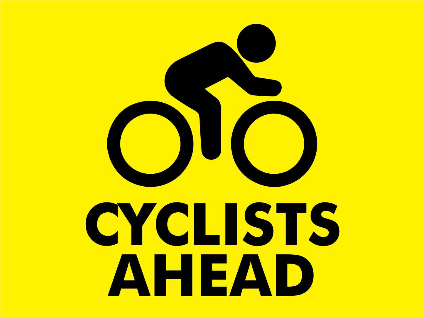 Cyclists Ahead Yellow Sign - New Signs