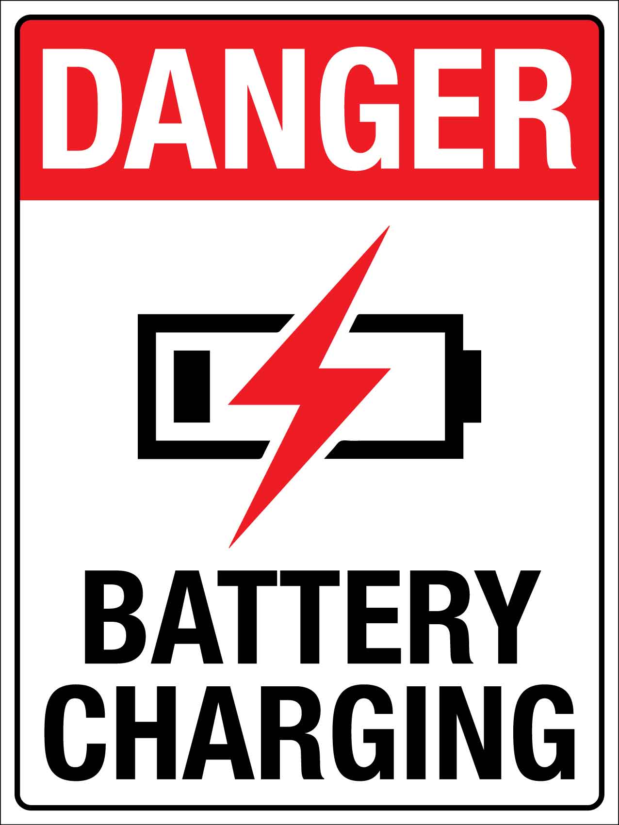 Danger Battery Charging Sign - New Signs