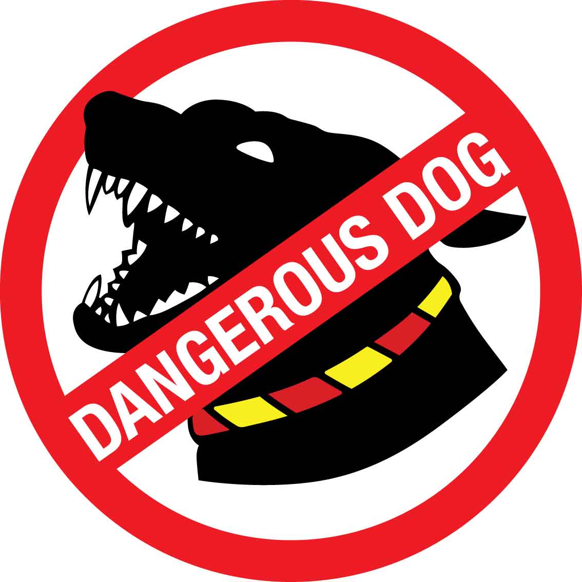 Dangerous Dog Circle Decal - New Signs