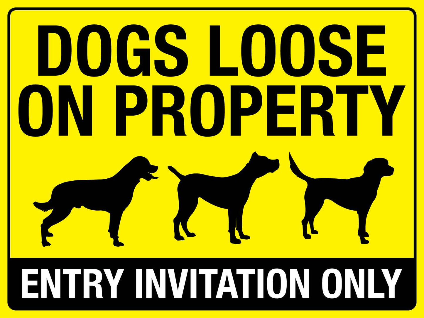 Dogs Loose On Property Sign - New Signs