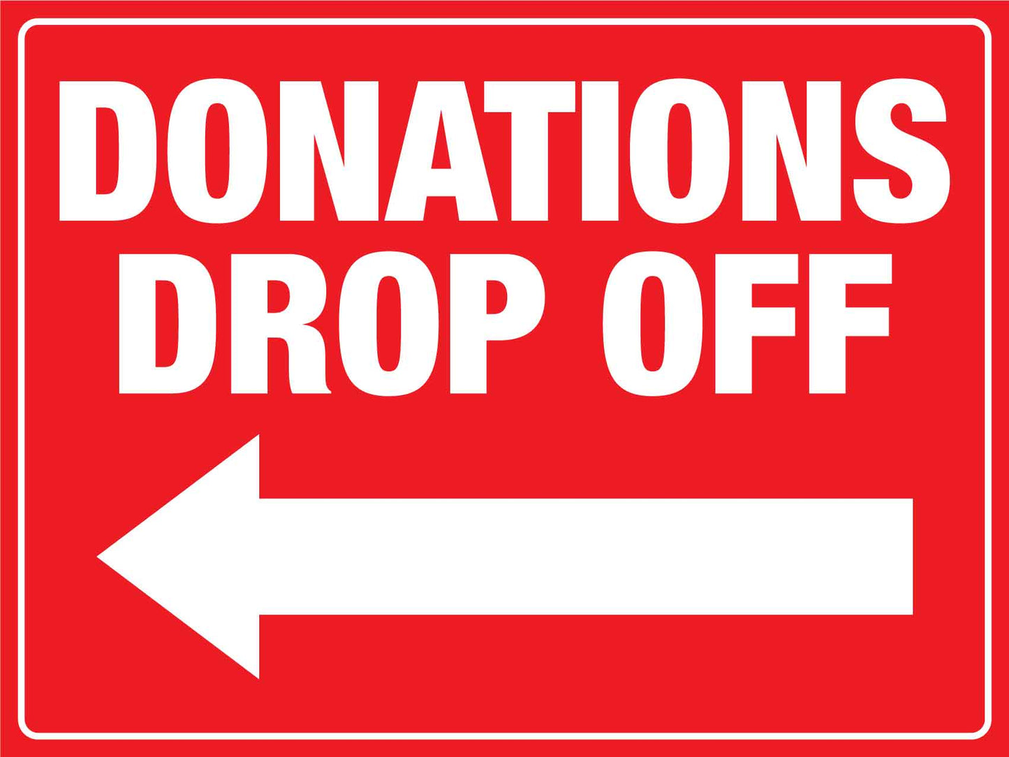 Donations Drop Off Right Arrow Sign - New Signs