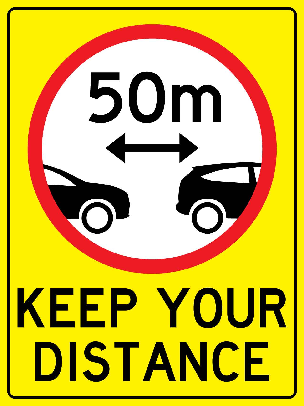 Driving Distance 50m Sign - New Signs
