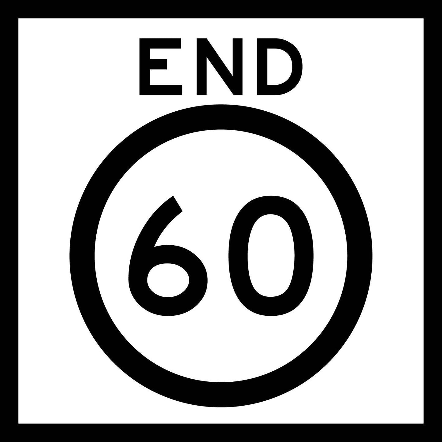 End 60km Multi Message Traffic Sign - New Signs