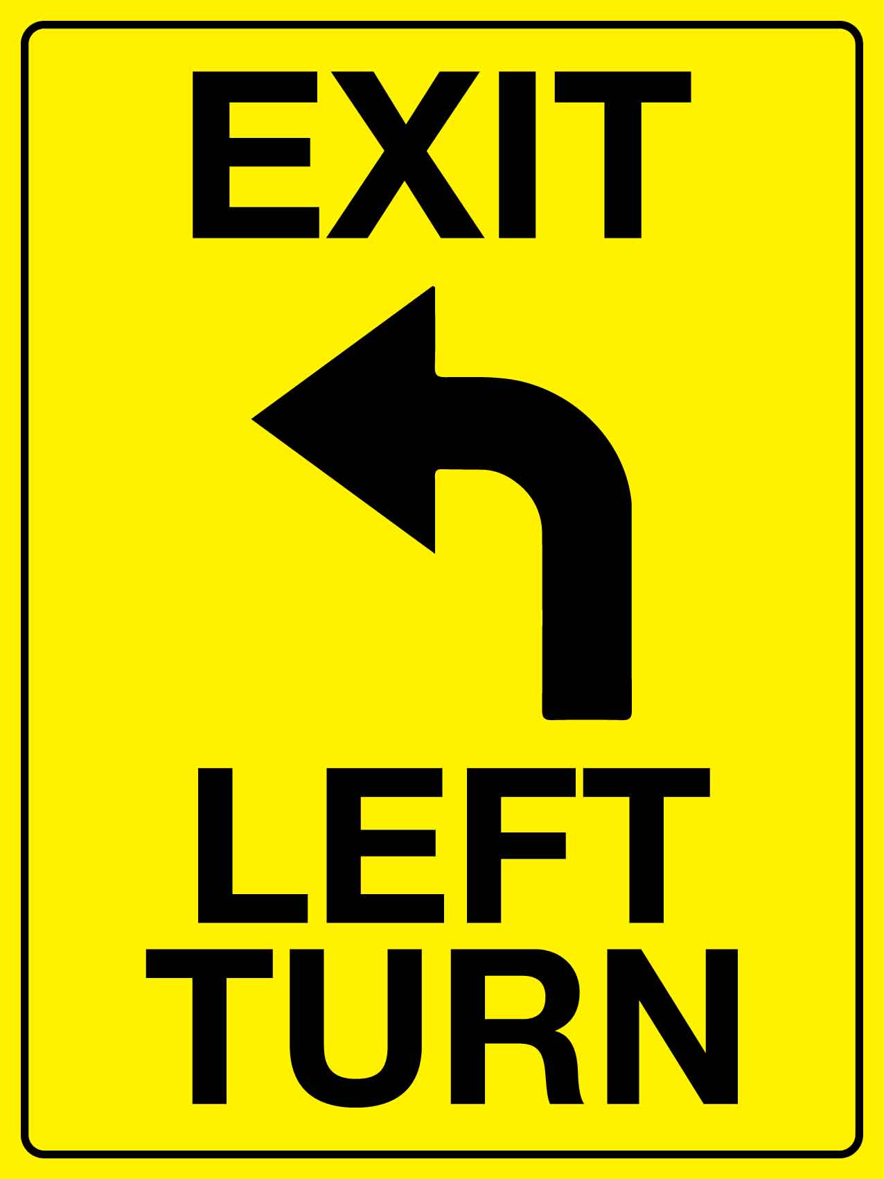 Exit Left Turn Sign - New Signs