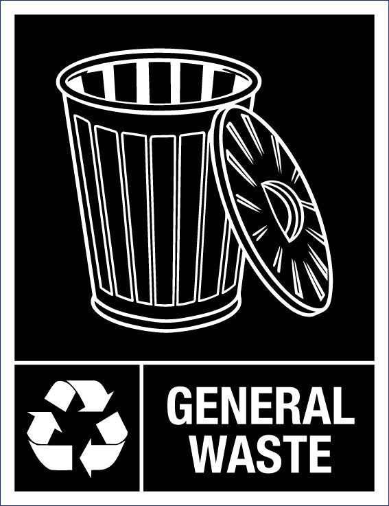 General Waste Wheelie Bin Stickers - New Signs