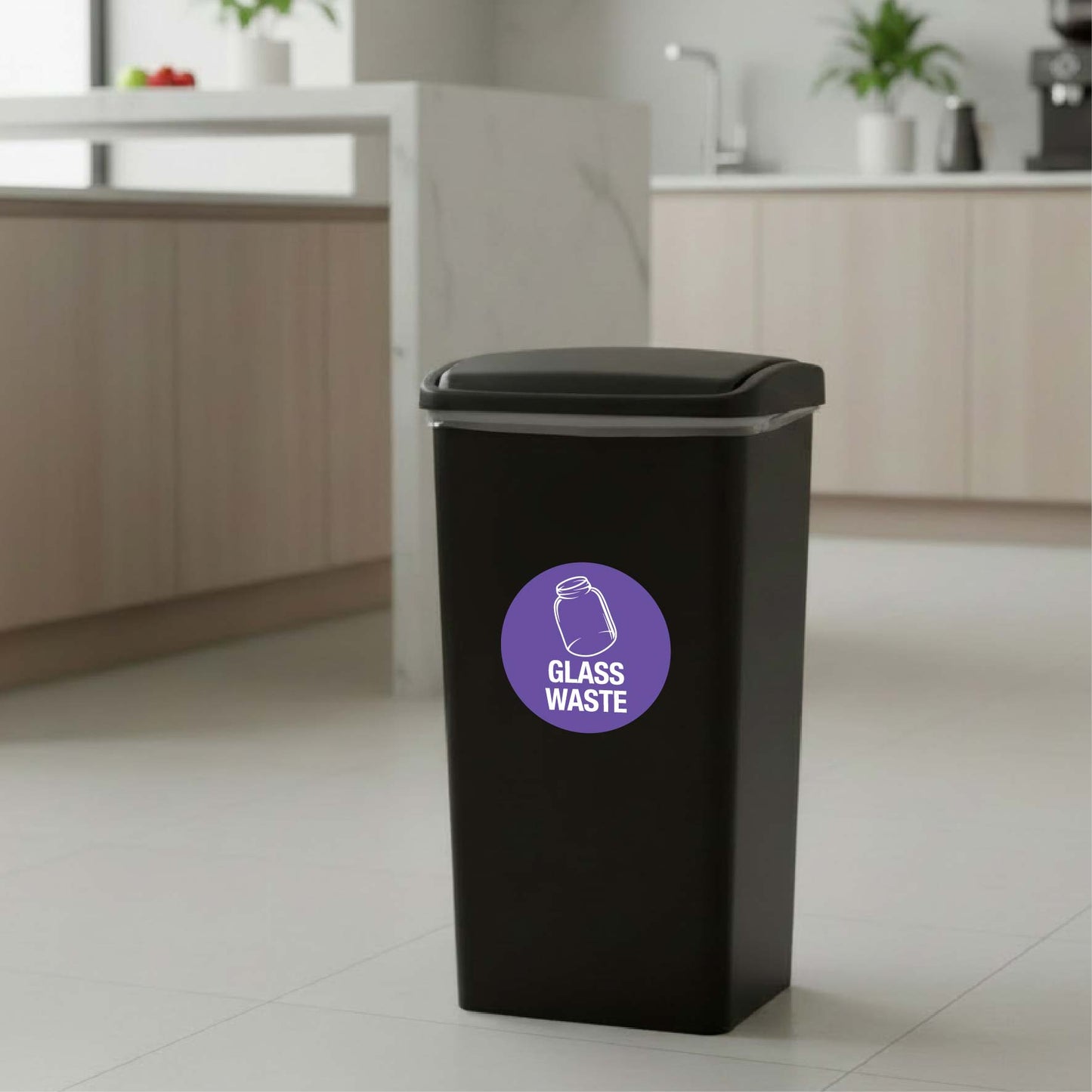 Glass Waste Circle Bin Sticker - New Signs
