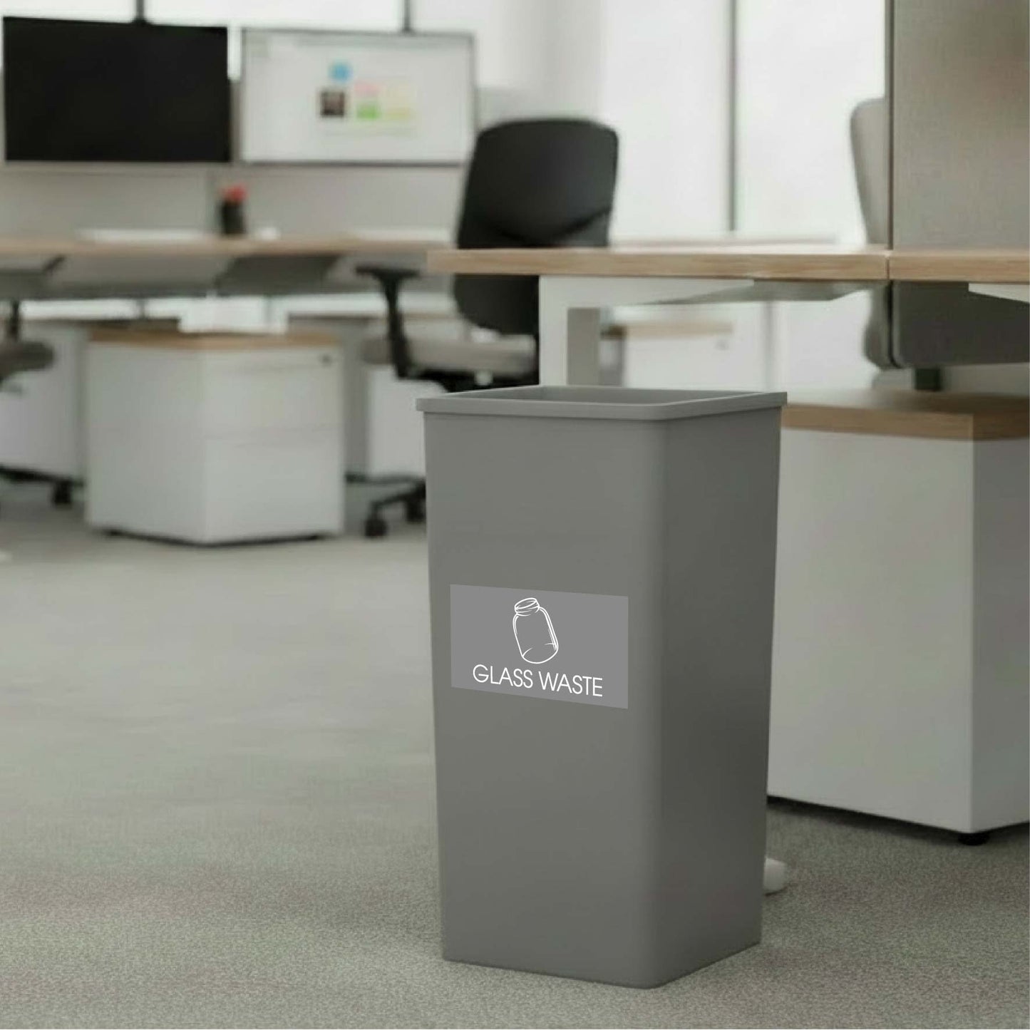 Glass Waste Grey Background Bin Sticker - New Signs