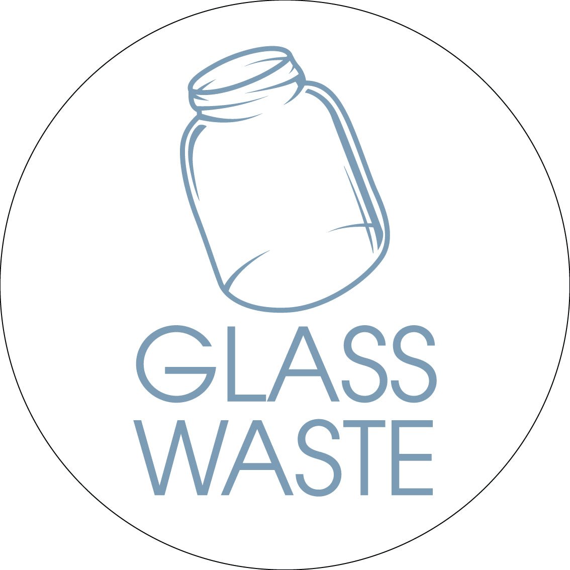 Glass Waste Ocean Circle Bin Sticker - New Signs