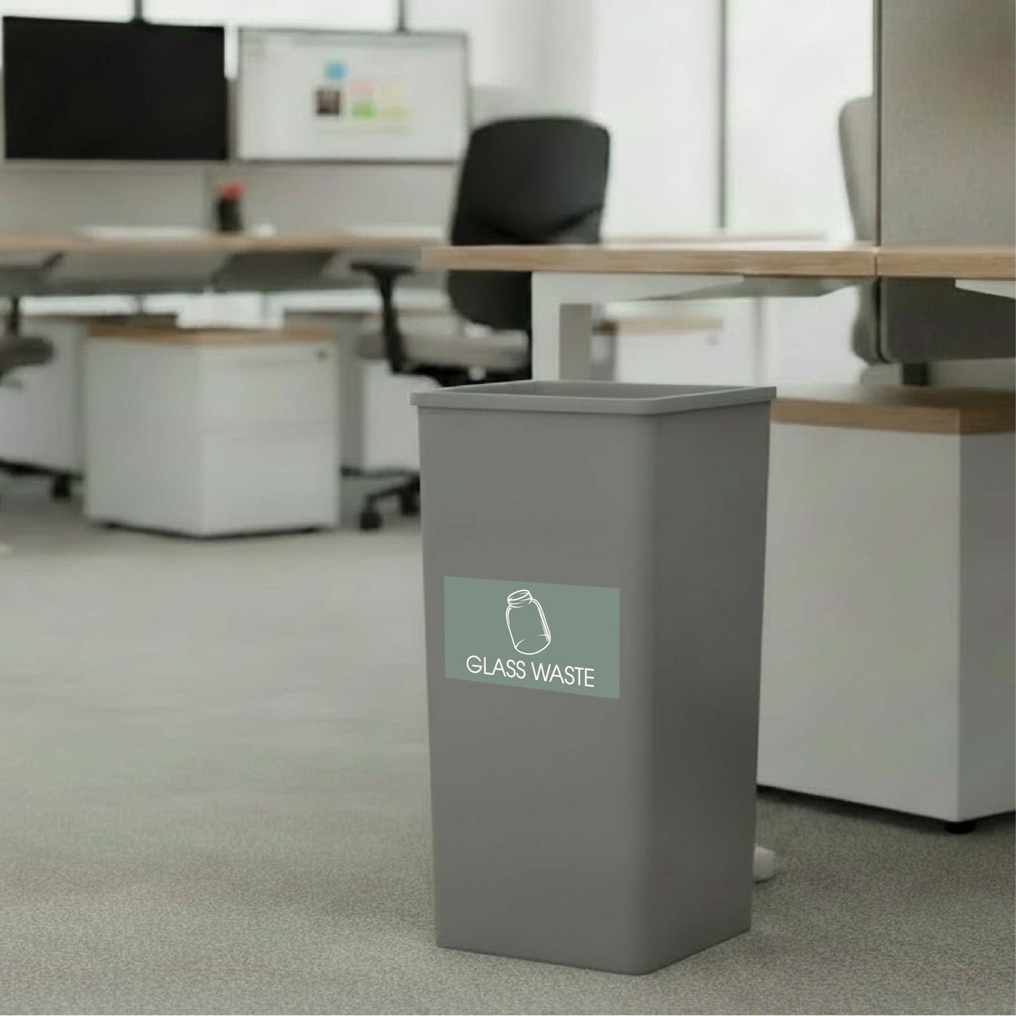 Glass Waste Sage Background Bin Sticker - New Signs