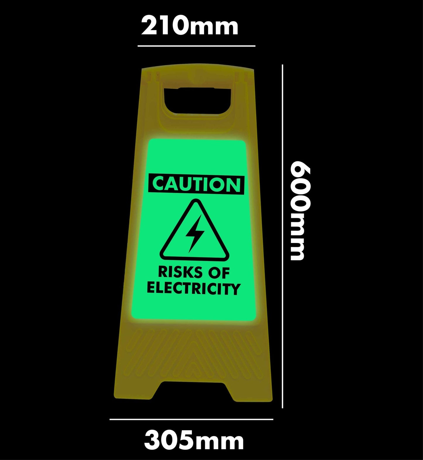 Glow In The Dark - Yellow A - Frame - Caution Risks Of Electricity - New Signs