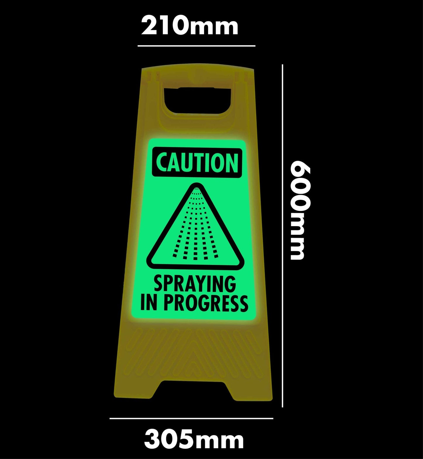 Glow In The Dark - Yellow A - Frame - Caution Spraying In Progress - New Signs