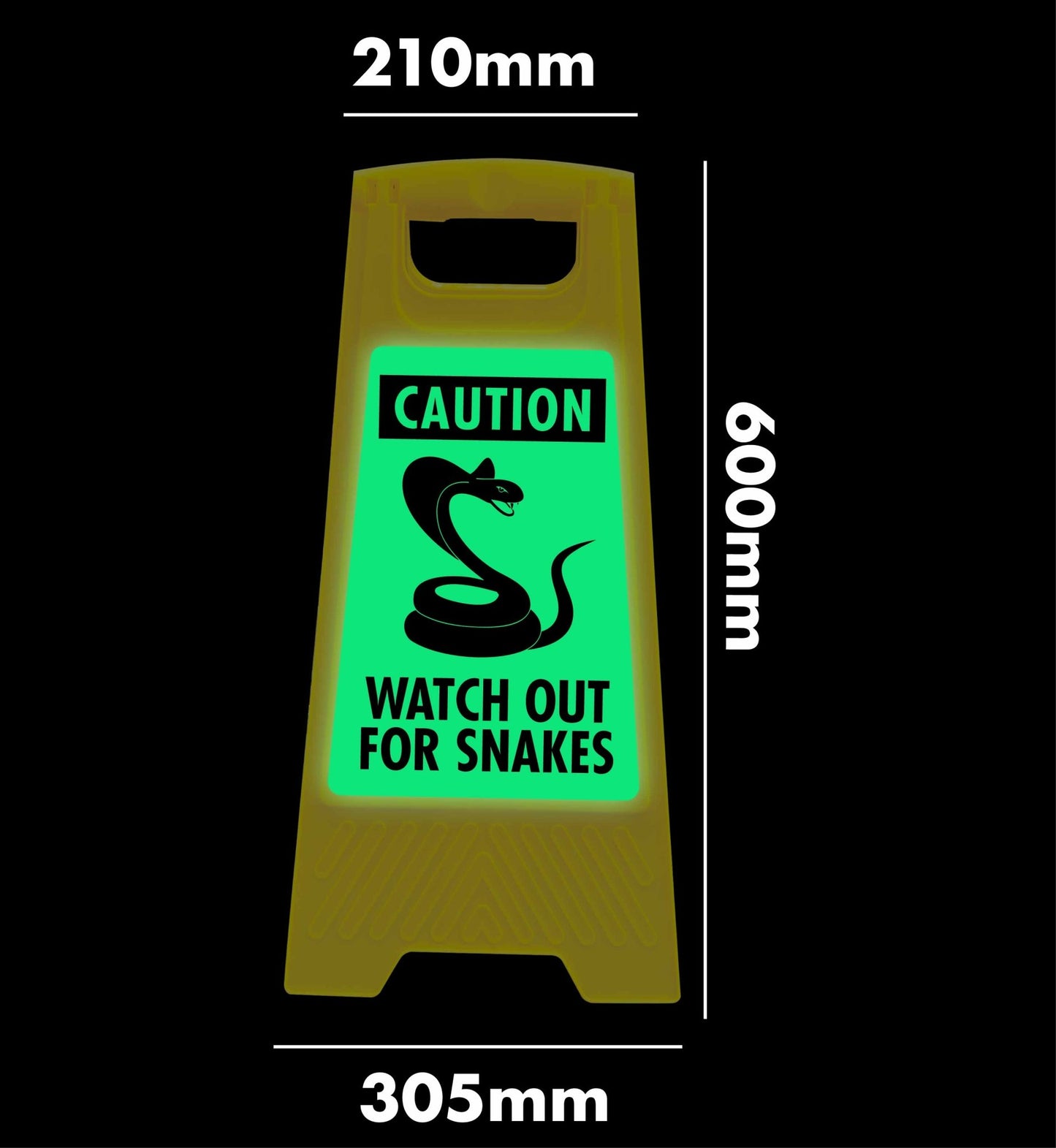 Glow In The Dark - Yellow A - Frame - Caution Watch Out For Snakes - New Signs