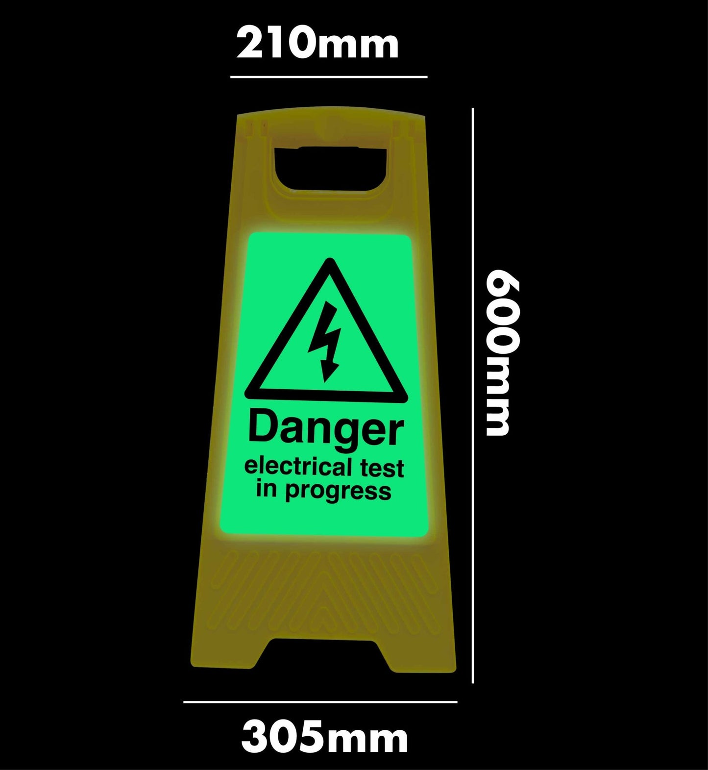 Glow In The Dark - Yellow A - Frame - Danger Electrical Test In Progress - New Signs