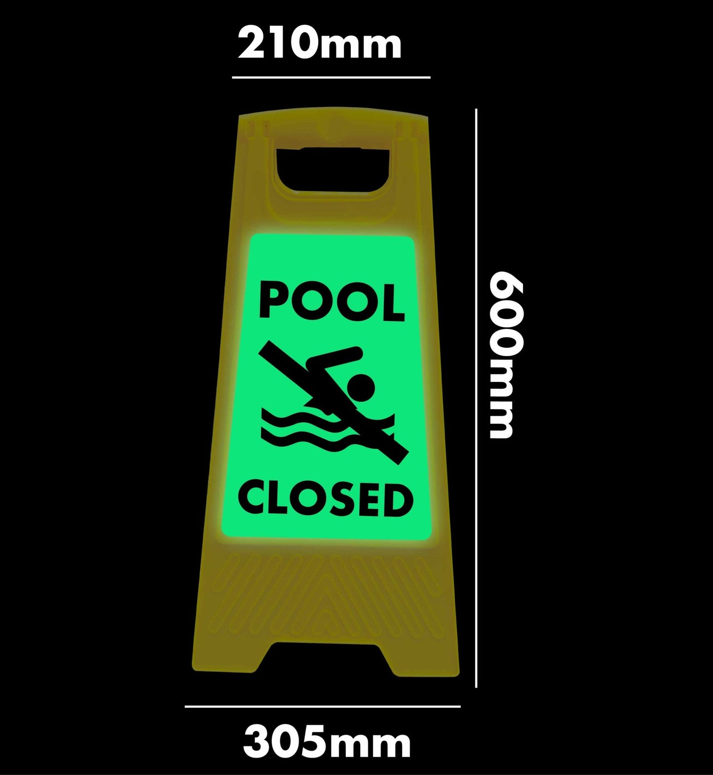 Glow In The Dark - Yellow A - Frame - Pool Closed Symbol - New Signs