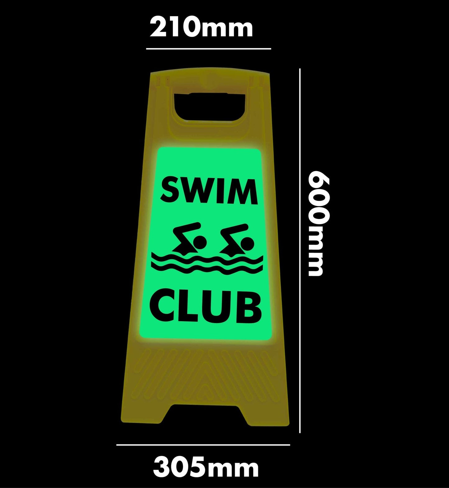 Glow In The Dark - Yellow A - Frame - Swim Club - New Signs