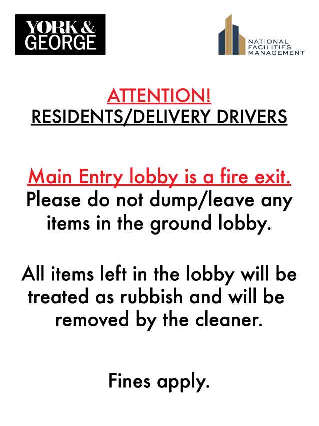 HGK York & George Attention Residents 225mm x 300mm - New Signs