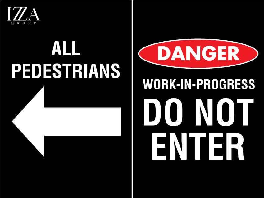 IZG Danger Left Arrow 300mm x 225mm Sign - New Signs