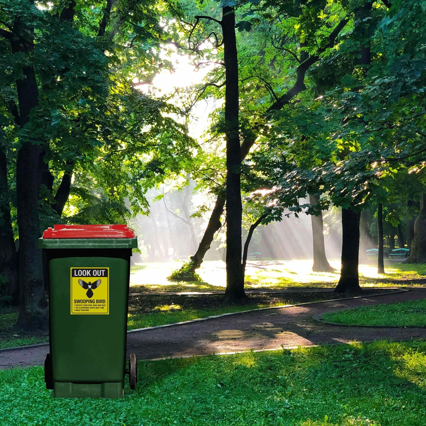 Look Out Swooping Bird Wheelie Bin Sticker - New Signs