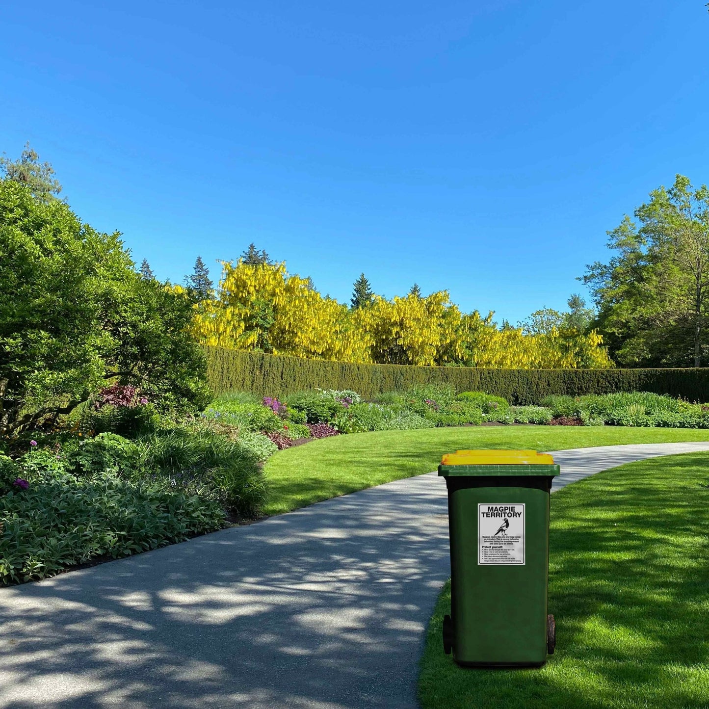 Magpie Territory Wheelie Bin Sticker - New Signs