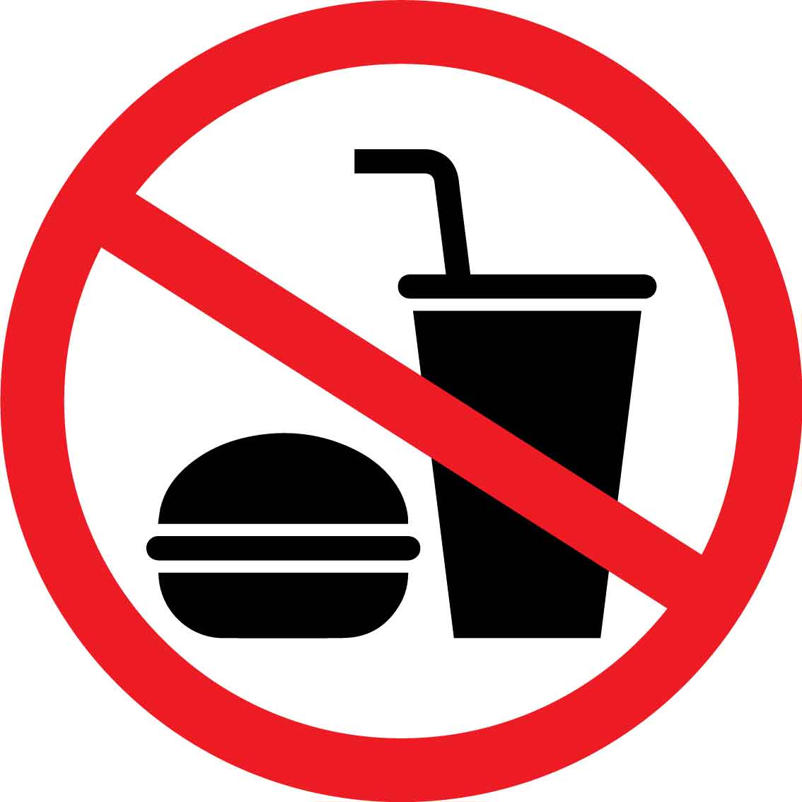 No Food Or Drinks Decal - New Signs