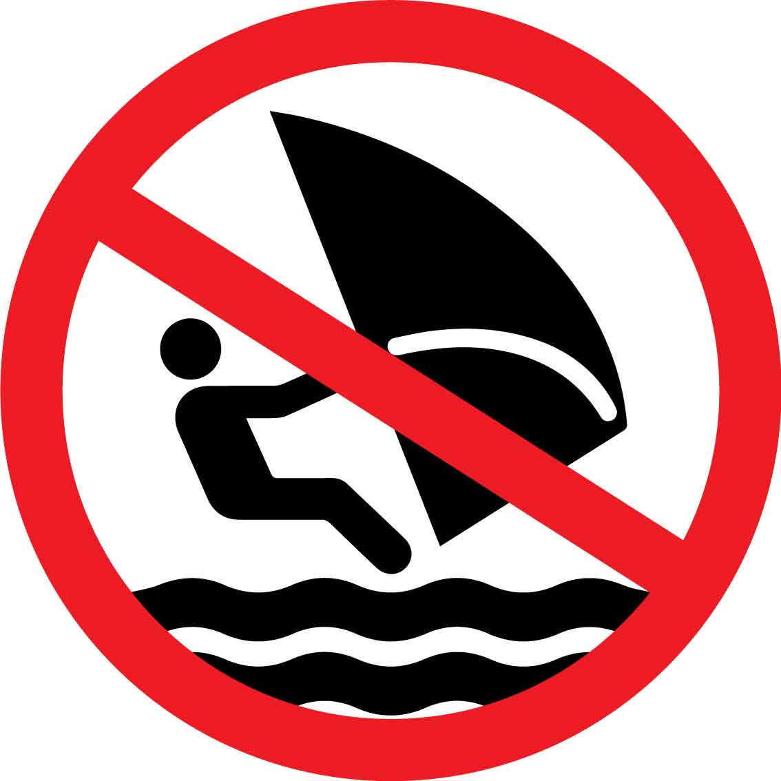 No Wind Surfing Decal - New Signs