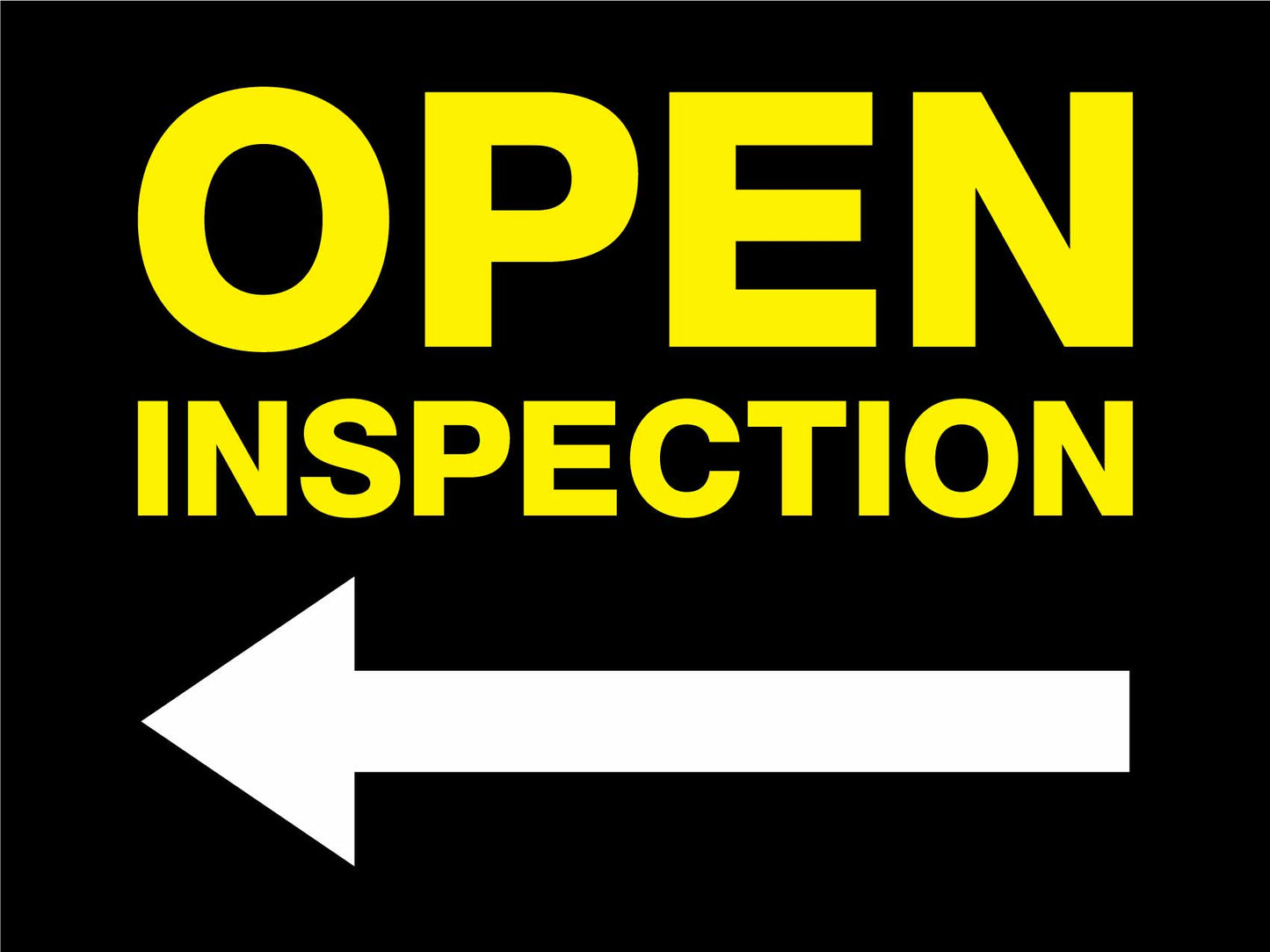 Open Inspection Left Arrow - New Signs