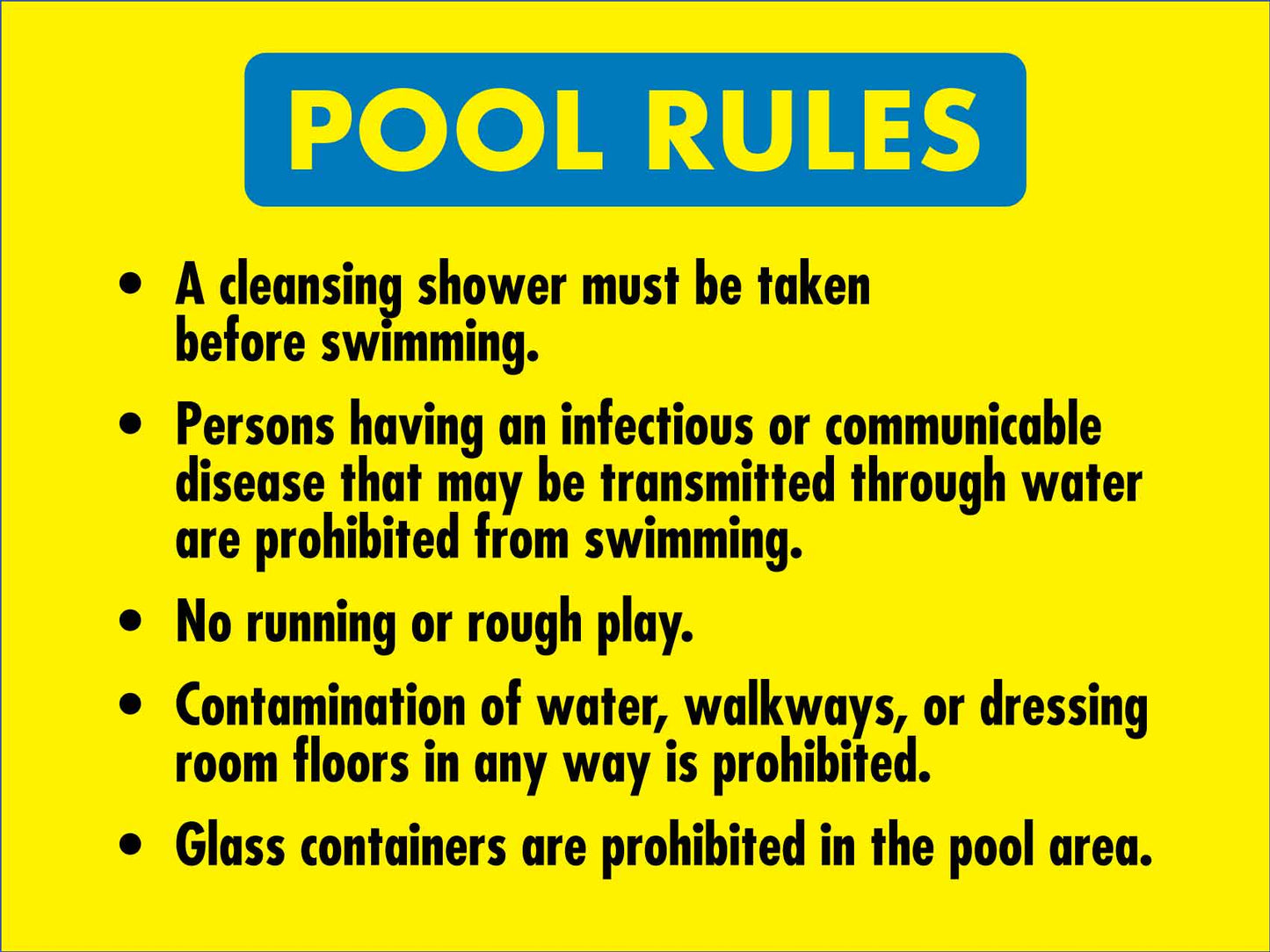 Pool Rules 3 Landscape Sign - New Signs