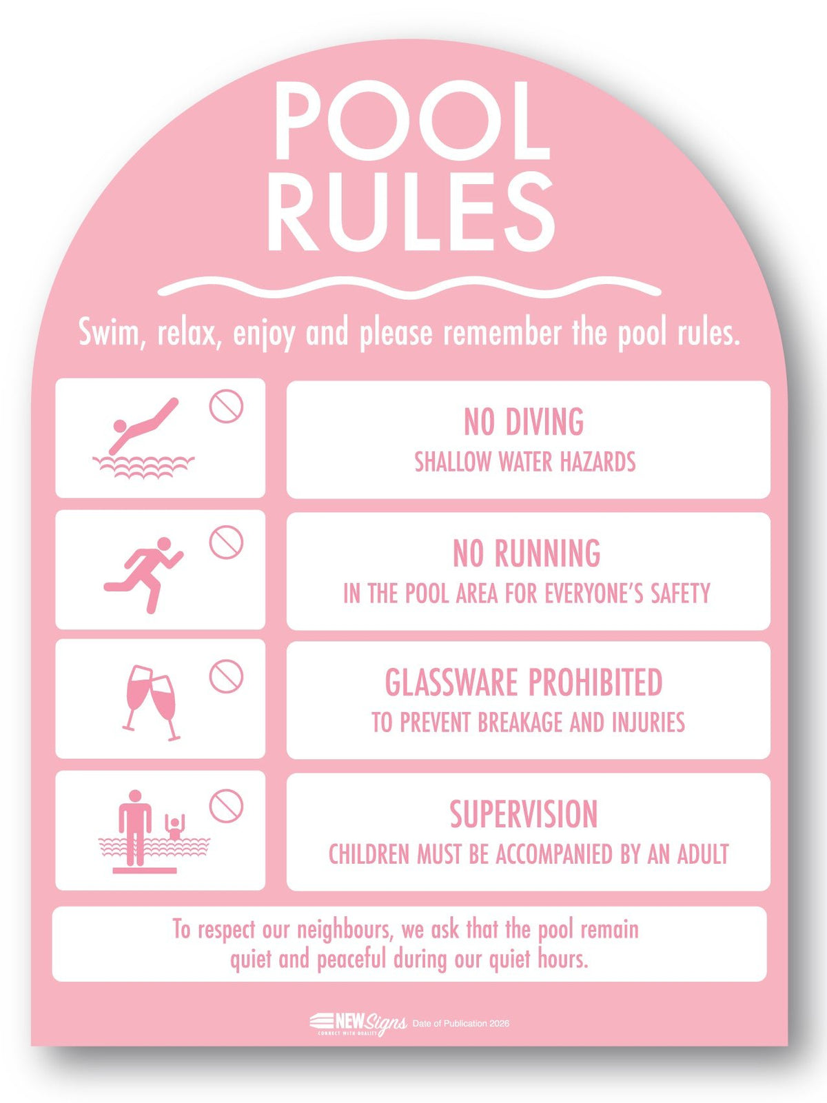 Pool Rules Sign Arch Candy Background - New Signs